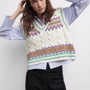 NWT Zara cable knit vest